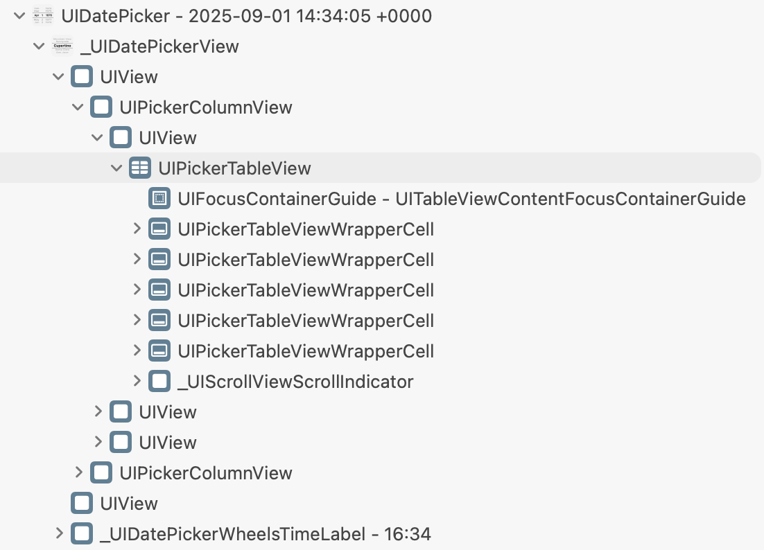 UIDatePicker TableView Structure